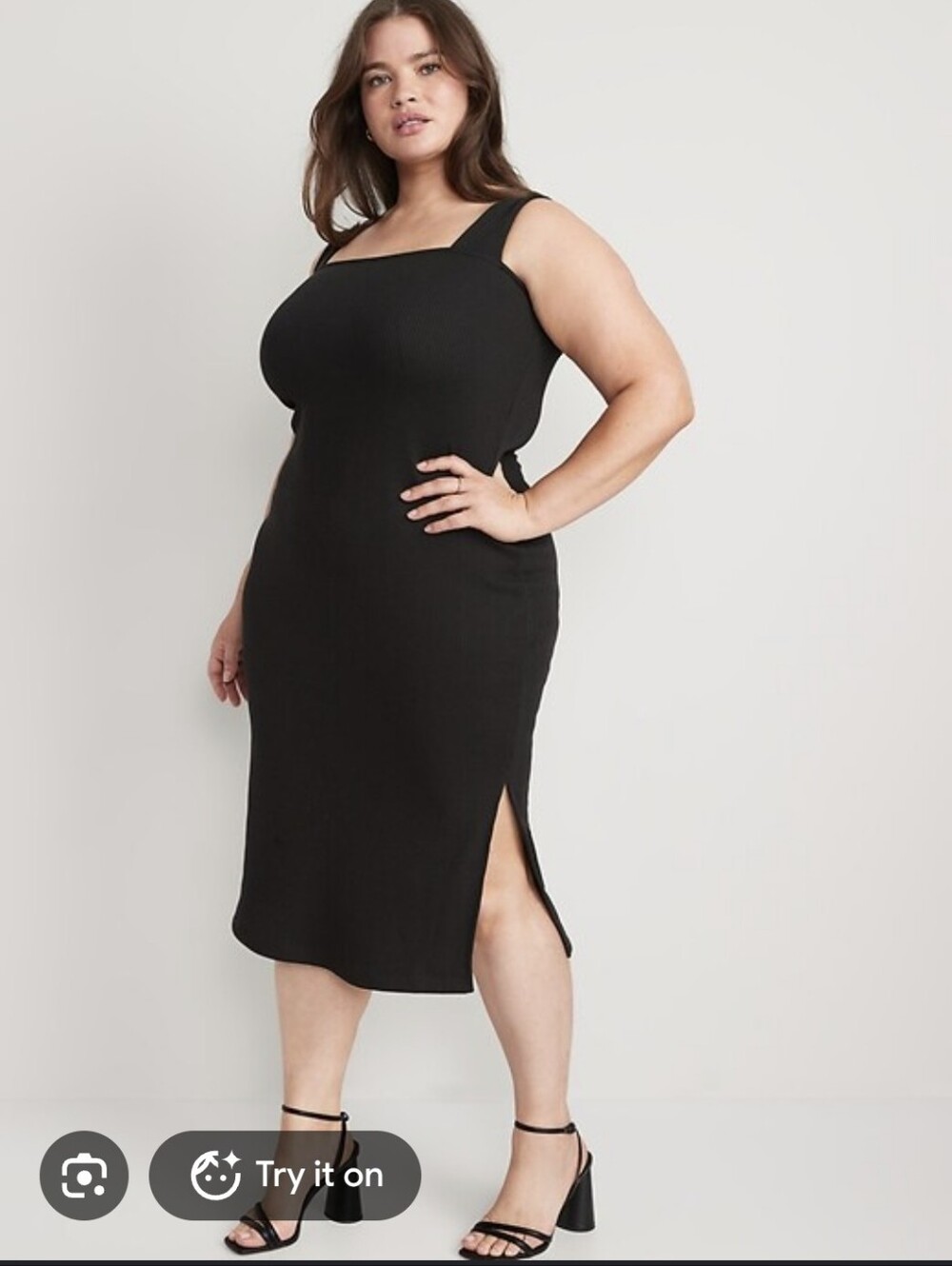 NWOT Old Navy Black Fitted Sleeveless Rib-Knit Midi Dress